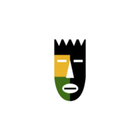 This features minimalist abstract face design with geometric shapes and bold colors, including yellow, green, and black, creating modern and artistic expression png