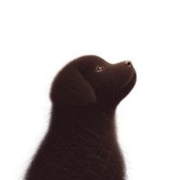 Fluffy puppy with curious expression looks upward against plain background, highlighting its soft fur and gentle demeanor. image captures innocence and charm of young dog png