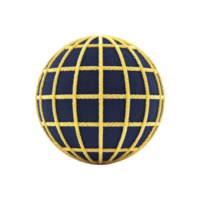 3D globe with blue surface and golden grid lines creates striking visual. globe design is both modern and elegant, symbolizing global connectivity and unity png