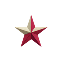 3D star with alternating red and beige sections creates striking geometric design. star textured surface adds depth and interest, making it captivating visual element png