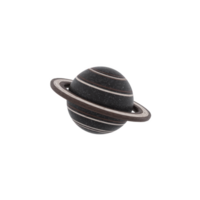 Stylized illustration of planet with rings, resembling Saturn, set against transparent background. planet features textured surface with dark and light bands, creating cosmic and artistic effect png