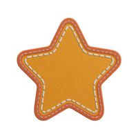 Vibrant orange star shaped patch with textured surface and white stitching around edges, creating playful and cheerful design png