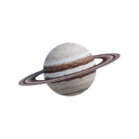 Planet resembling Saturn with distinct rings and textured surface, floating against transparency background, evokes sense of wonder and curiosity about universe png