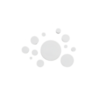 Collection of round mirrors of varying sizes is arranged on transparency background, creating modern and minimalist design. mirrors reflect light, adding depth and elegance to composition png