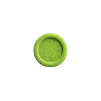 Vibrant green circular object with textured surface, resembling soft, fuzzy material, is centered against transparency background, creating striking contrast png