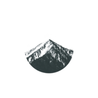 Stylized illustration of snow capped mountain peak with minimalist design, featuring semi circular shape and transparency background. image conveys sense of tranquility and natural beauty png