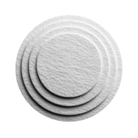 Series of concentric white paper circles create layered, textured pattern against transparency background, evoking sense of simplicity and elegance png