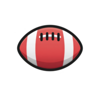 Red and white American football with black laces is depicted, showcasing classic design. ball is isolated on transparency background, emphasizing its shape and color png