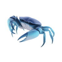 Vibrant blue crab with detailed textures and lifelike features, showcasing its claws and legs in dynamic pose. image highlights crab unique coloration and intricate design png