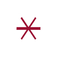 Red asterisk symbol on transparency background, featuring six evenly spaced lines intersecting at center, creating star like shape. design is simple and bold png