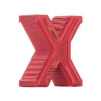 3D red letter X with layered, geometric design stands out against transparency background, showcasing modern and bold style png
