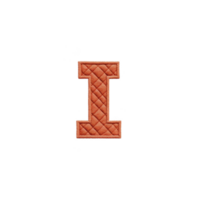 Orange quilted fabric letter I with textured pattern stands out against transparency background, showcasing stylish and bold design png