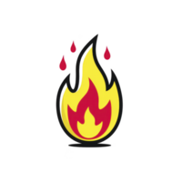 Stylized flame icon with yellow and red color scheme, featuring droplets above it, symbolizing heat or energy. design is simple and bold, conveying intensity png