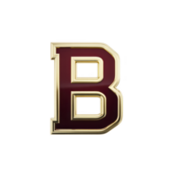 Bold, gold outlined letter B with deep red fill stands out against transparency background, creating striking and elegant design png