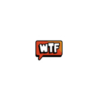 Colorful speech bubble with text WTF in bold letters, expressing surprise or disbelief. design features gradient of orange and red, creating vibrant and eye catching effect png
