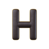 3D letter H with leather texture and gold outline, creating luxurious and elegant appearance. design is bold and eye catching, suitable for branding or decorative purposes png