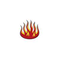 Vibrant flame illustration with red, orange, and yellow colors, symbolizing energy and warmth. stylized design is set against plain background, emphasizing its boldness png