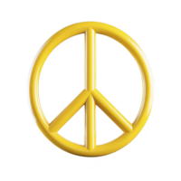 Yellow peace symbol stands out against transparency background, representing harmony and unity. glossy finish adds modern touch to this classic emblem png