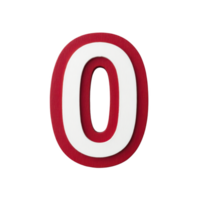 Image features bold, three dimensional number zero with red and white color scheme, set against plain transparency background. design is simple yet striking, emphasizing contrast between colors png