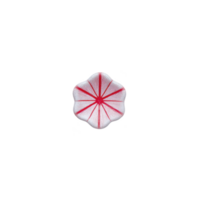 Small, red and white, flower shaped candy with striped pattern is centered on transparency background. candy design is simple yet visually striking png