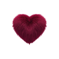 Fluffy red heart with soft, furry texture stands out against plain background, evoking warmth and affection png