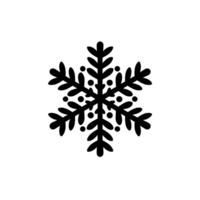 Black snowflake icon with intricate symmetrical patterns, representing winter and cold weather. design is simple yet elegant, suitable for seasonal themes or holiday decorations png