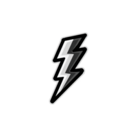 Black and white lightning bolt icon with bold, dynamic design, symbolizing energy and power. sharp edges and contrasting colors create striking visual impact png