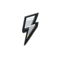 Shiny silver lightning bolt icon with black outline, symbolizing energy and power. design is sleek and modern, often used to represent electricity or speed png