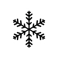 Simple black snowflake icon with six symmetrical branches, representing winter and cold weather. design is minimalistic and can be used for seasonal decorations or graphic design projects png