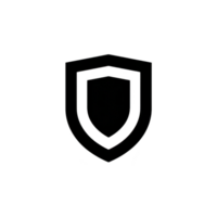 Black shield icon symbolizes protection and security, often used digital contexts to represent cybersecurity or privacy. simple design conveys strength and safety.shield icon symbolizes protection png