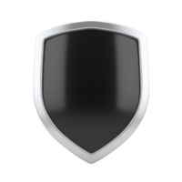 Sleek, modern shield with glossy black surface and silver border, symbolizing protection and security. minimalist design conveys strength and elegance png