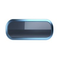 Sleek, glossy blue button with rounded rectangular shape and reflective surface, ideal for digital interfaces or web design elements png