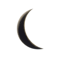Crescent moon with detailed craters is set against transparency background, showcasing its serene and mysterious beauty. moon surface texture is visible, highlighting its natural allure png