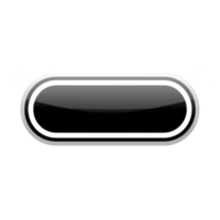 Sleek, glossy black button with metallic border, featuring modern and minimalist design, perfect for digital interfaces or web design elements png