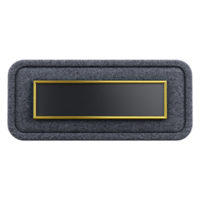 texturizado Preto retangular placa com ouro fronteira, adequado para gravação ou sinalização, é exibido. elegante Projeto é ideal para prêmios ou placas de identificação, oferta sofisticado aparência png