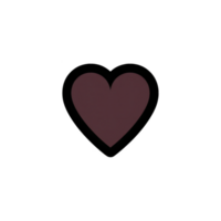 Dark maroon heart with black outline is centered on transparent background, symbolizing love and affection. simple design conveys sense of warmth and emotion png