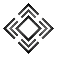 Geometric black and white design featuring central diamond shape surrounded by symmetrical lines, creating modern and abstract pattern png