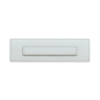 Rectangular white leather label with stitching detail, isolated on transparency background, perfect for branding or customization png