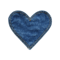 Heart shaped denim patch with visible stitching creates rustic and charming look, perfect for adding touch of style to clothing or accessories png