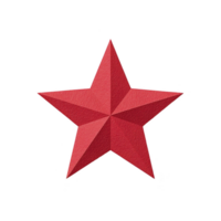 Textured red star with three dimensional appearance stands out against plain background, symbolizing achievement or decoration. star vibrant color and geometric design create striking visual png