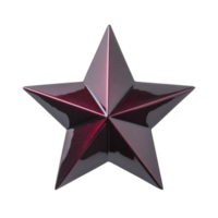 Shiny, metallic red star with glossy finish and reflective surface, set against plain background, evokes sense of elegance and modern design png