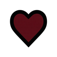 Dark red heart with black outline symbolizes love and affection. simple design conveys warmth and emotion, making it ideal for romantic themes or heartfelt messages png
