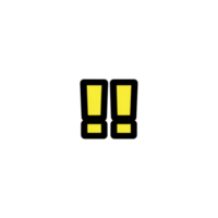 Two bold yellow exclamation marks on transparency background convey urgency and attention. simple design emphasizes importance of message png