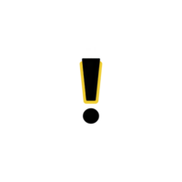 Bold yellow and black exclamation mark symbol on transparent background, conveying urgency or importance. This icon is often used for warnings or alerts in digital and print media png