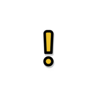 Yellow exclamation mark with black outline and shadow on transparency background conveys urgency or importance png