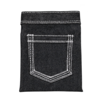 Black denim pocket with white stitching is isolated transparency background, showcasing its texture and design. pocket is rectangular with classic style, emphasizing simplicity and functionality png