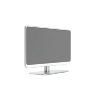 Sleek, modern computer monitor with silver frame and flat screen design, isolated on transparency background. Ideal for office or home use, it offers minimalist aesthetic png