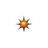 Bright, glowing orange sun with sharp rays radiates against transparency background, creating striking and vibrant contrast. design is simple yet eye catching, evoking warmth and energy png