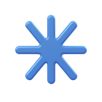 Blue, eight pointed star symbol with glossy finish is centered on transparent background, conveying modern and minimalist design png