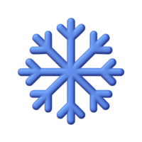 Blue snowflake icon with simple geometric design, symbolizing winter and cold weather. snowflake has six symmetrical branches, each with smaller branches, creating classic winter motif png